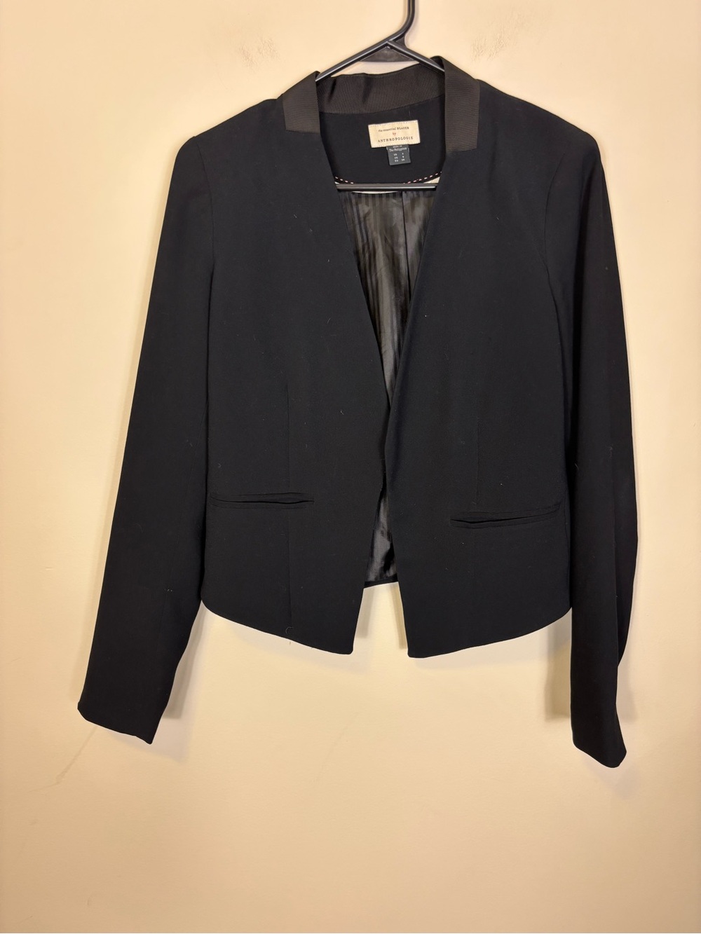 Anthropologie Black Open-Front Cropped Blazer US 4